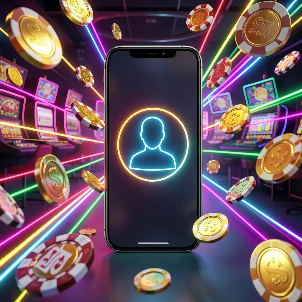Fast casino login banner featuring a smartphone with a bright user icon surrounded by speed light trails, golden coins, and chips flying around in a modern neon casino style, showcasing С88O's high detail 3D render design